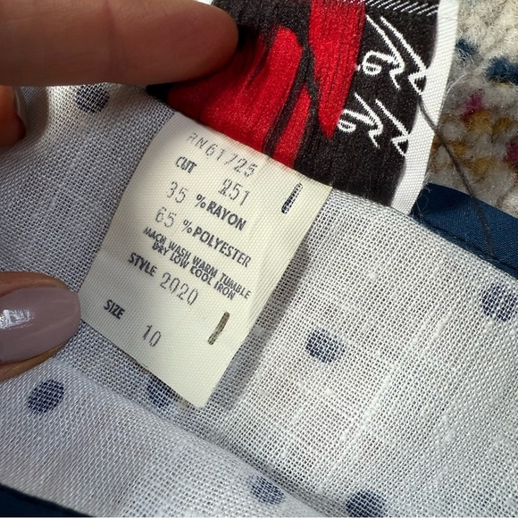 Vintage 80s The Dress Express Blue And White Polka Dot Rayon Blend Dress - Picture 9 of 9